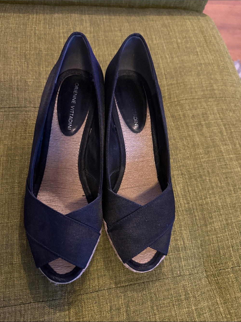 Adrienne Vittadini black Peep-Toe Wedge shoes